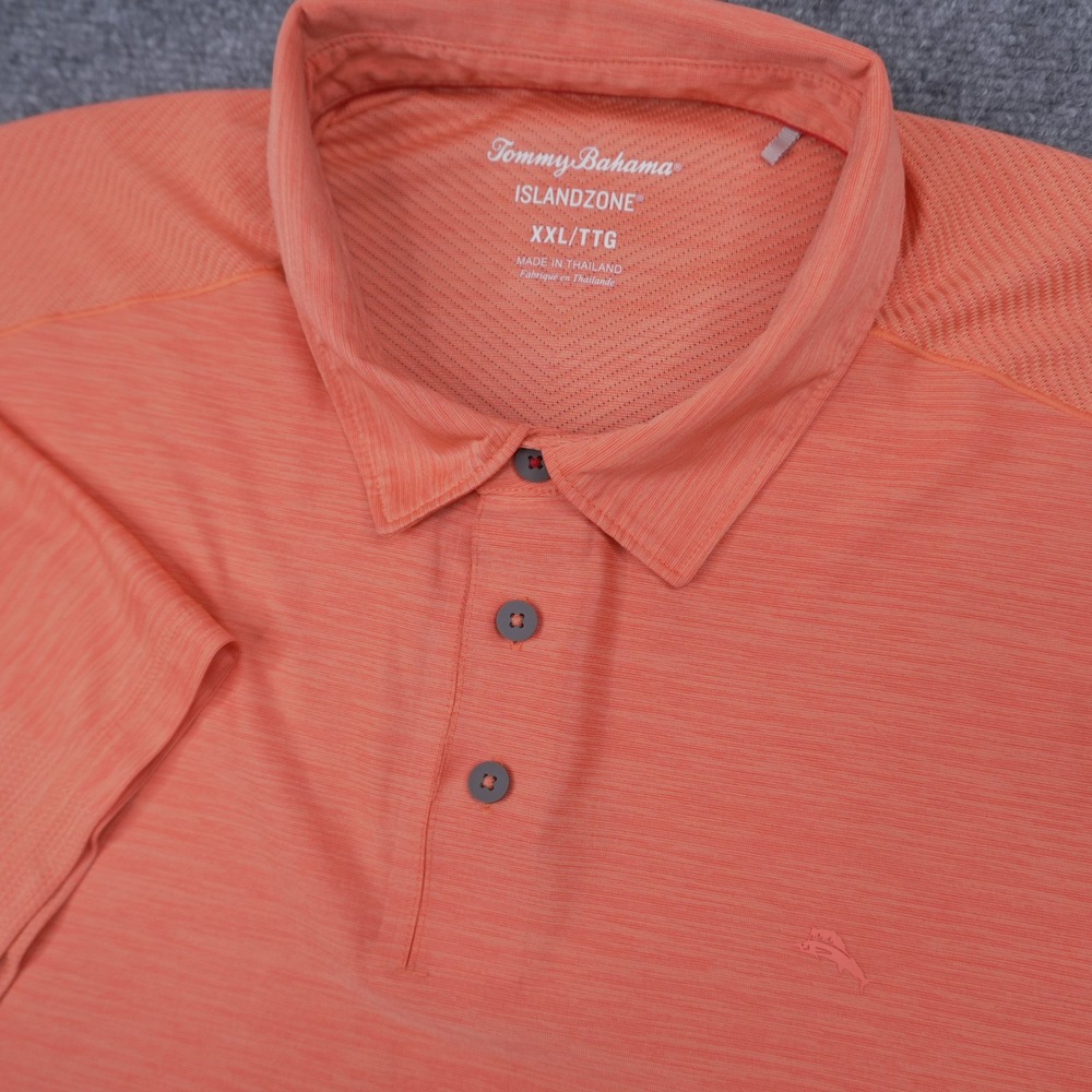 Tommy Bahama IslandZone Polo Shirt Mens XXL Orange Heathered Mesh Performance